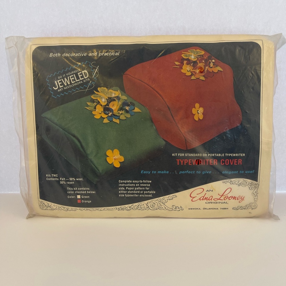 NIP Edna Looney original - vintage typewriter cover needlework kit